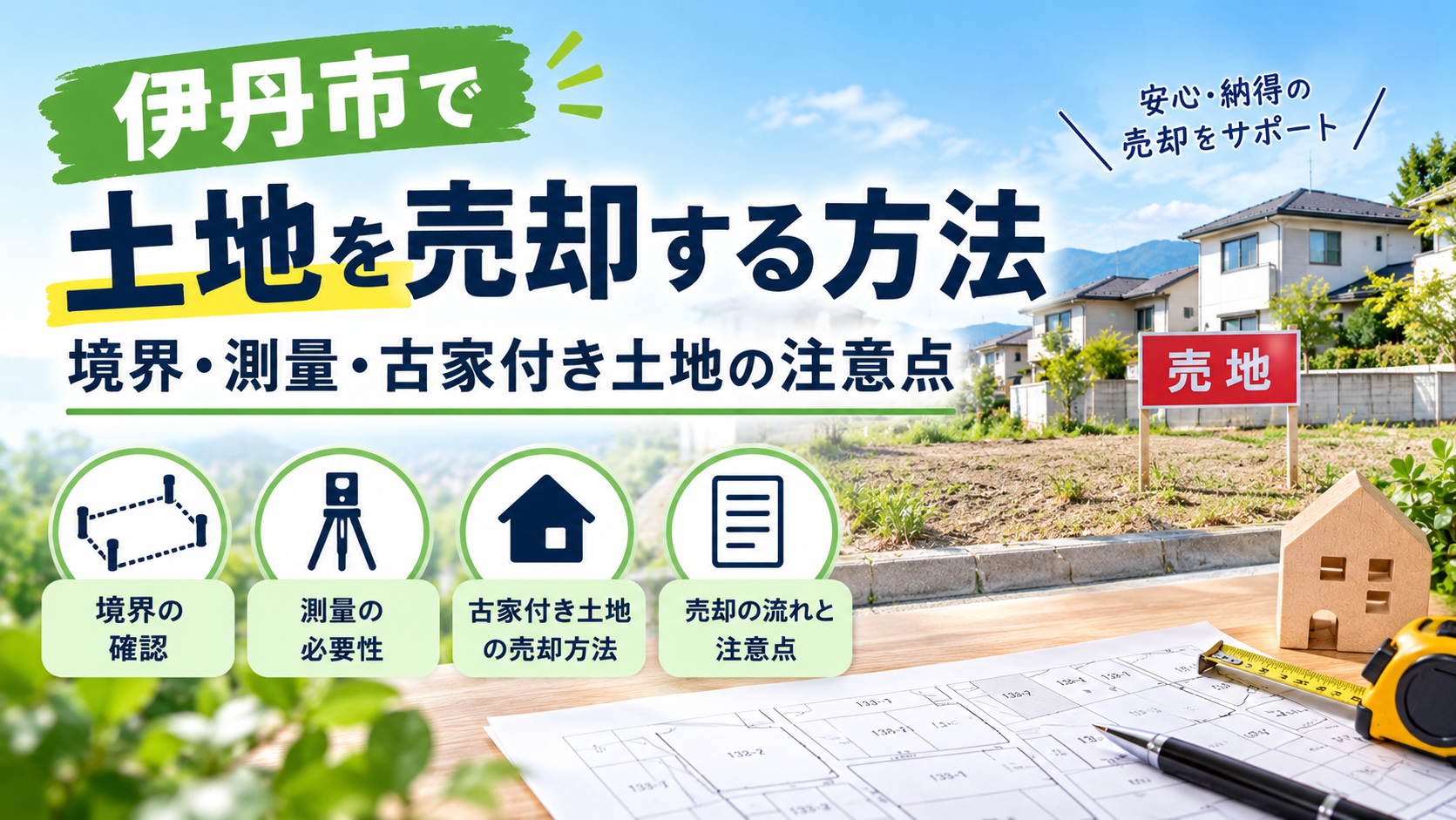 伊丹市で土地を売却する方法を解説｜境界確認・測量・古家付き土地の売却に関する注意点