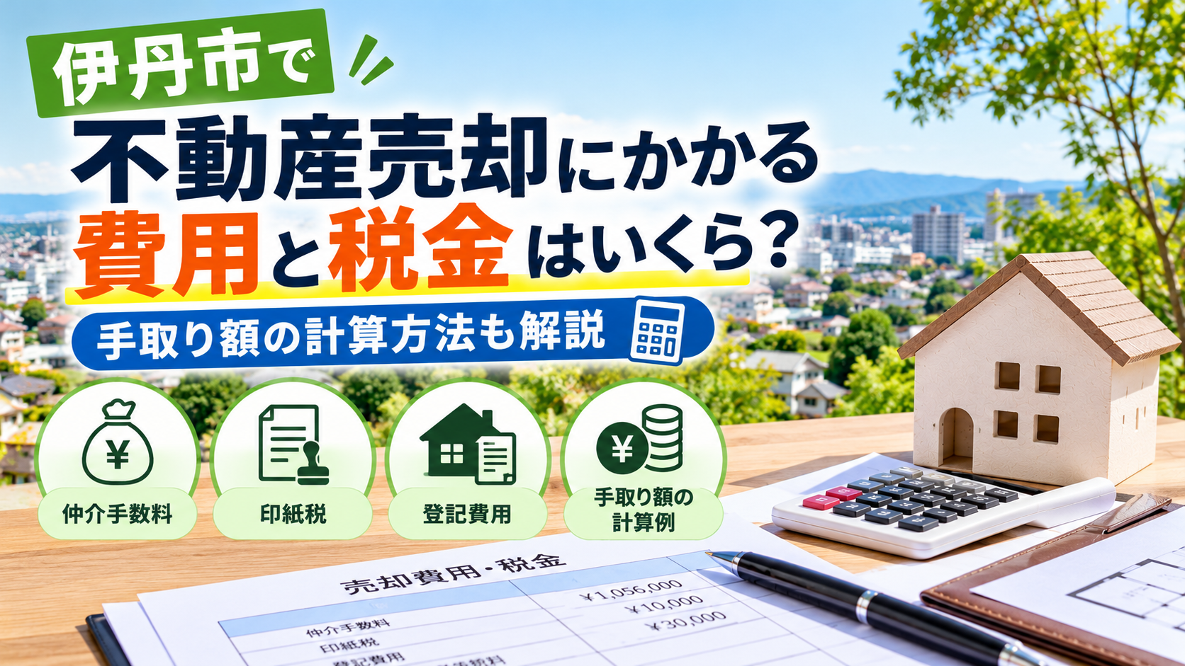 伊丹市で不動産売却にかかる費用と税金はいくら?手取り額の計算方法も解説