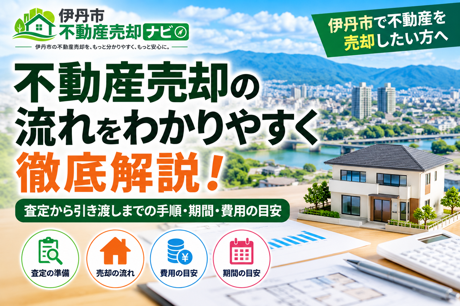 伊丹市の不動産売却の流れ・査定・費用・期間をわかりやすく解説する画像