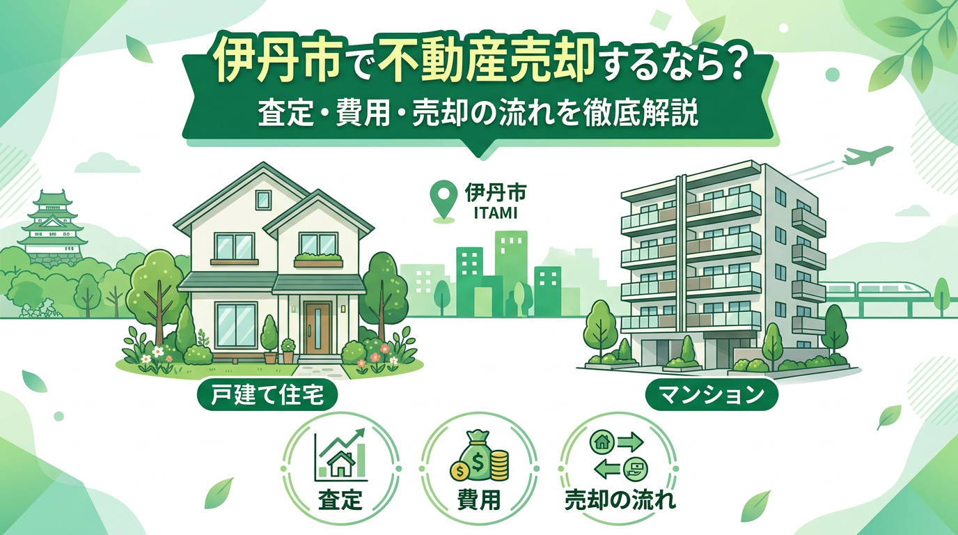 「伊丹市で不動産売却するなら？ 査定・費用・売却の流れを徹底解説」戸建て住宅とマンション、査定・費用・売却の流れの案内
